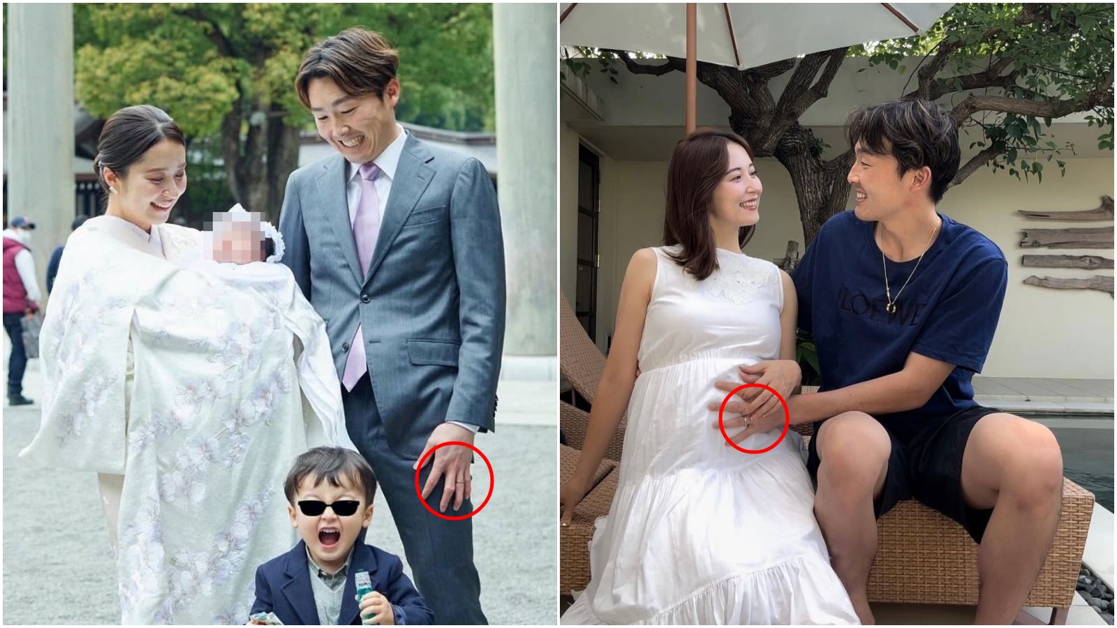 源田壯亮與愛妻合照,都有戴婚戒。(翻攝衛藤美彩IG)