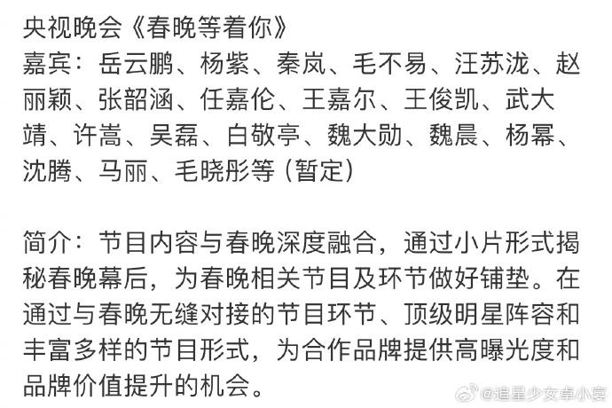 疑是2025央視春晚嘉賓名單。（圖／翻攝自微博）