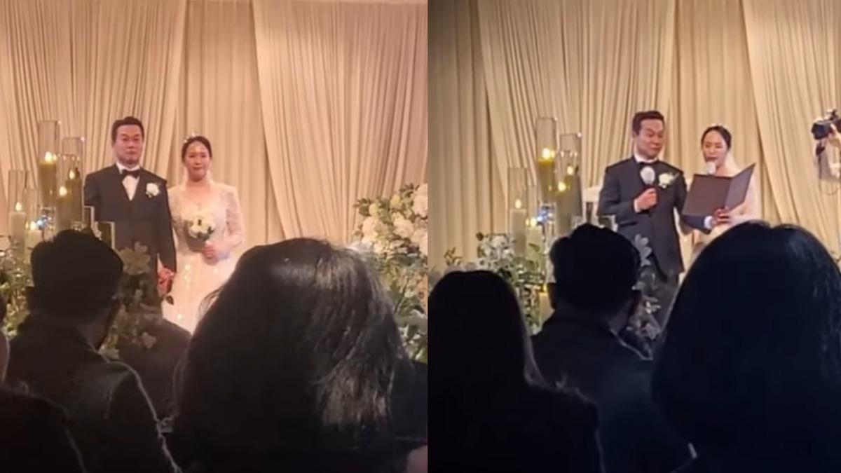 倆人在親友的見證下發布婚禮誓言。(圖/取自IG)
