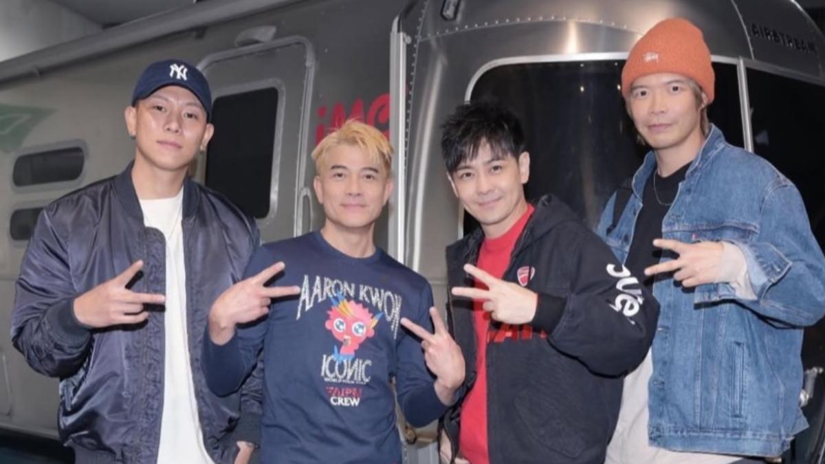 瘦子(左)和阿璞(右起)、林志穎欣賞郭富城的演唱會。(圖/翻攝自林志穎IG)