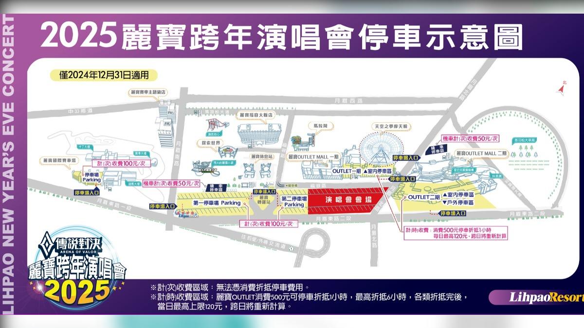 2025麗寶跨年演唱會停車資訊。（圖／麗寶樂園提供）