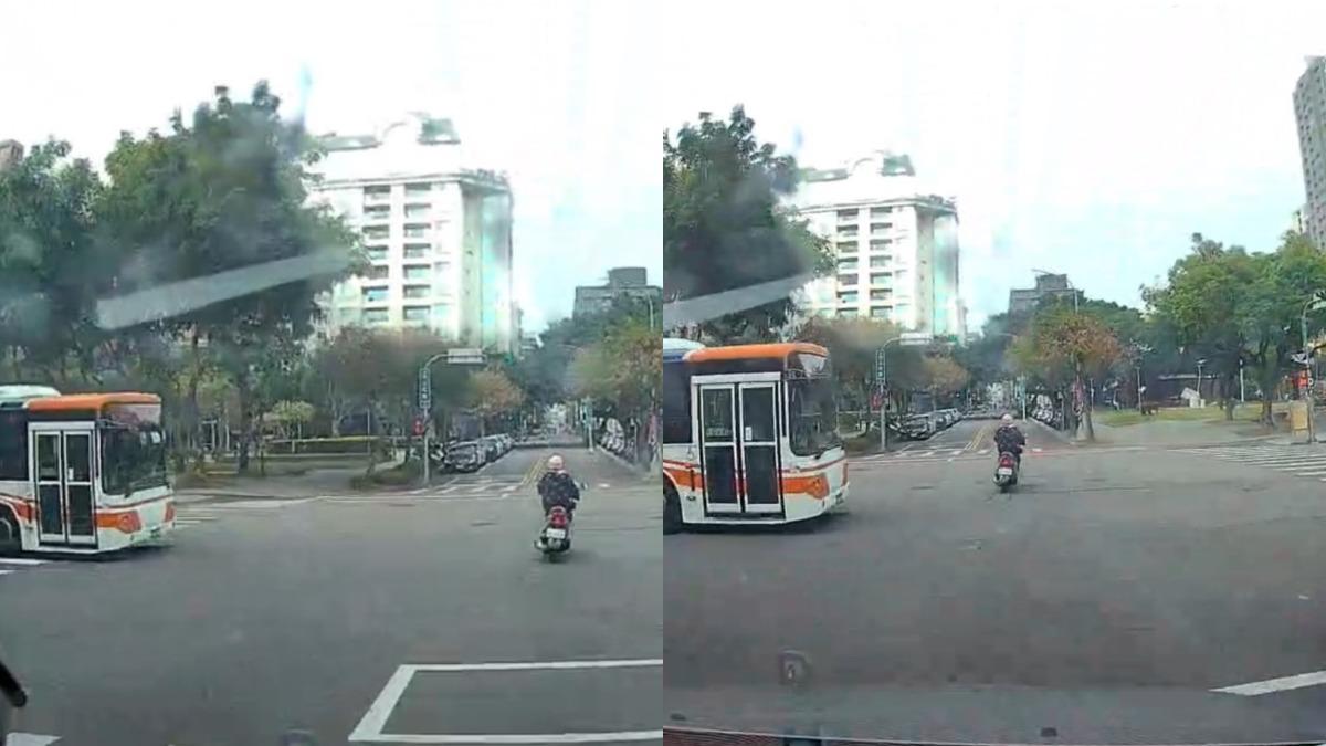 有片/差一秒!台中公車闖紅燈險撞飛女騎士 業者道歉重懲司機