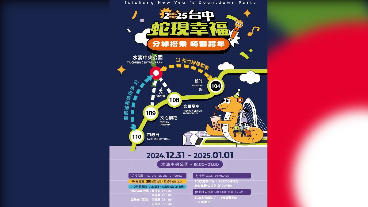 台中捷運提供接駁車供民眾前往跨年晚會。(圖/台中捷運公司)