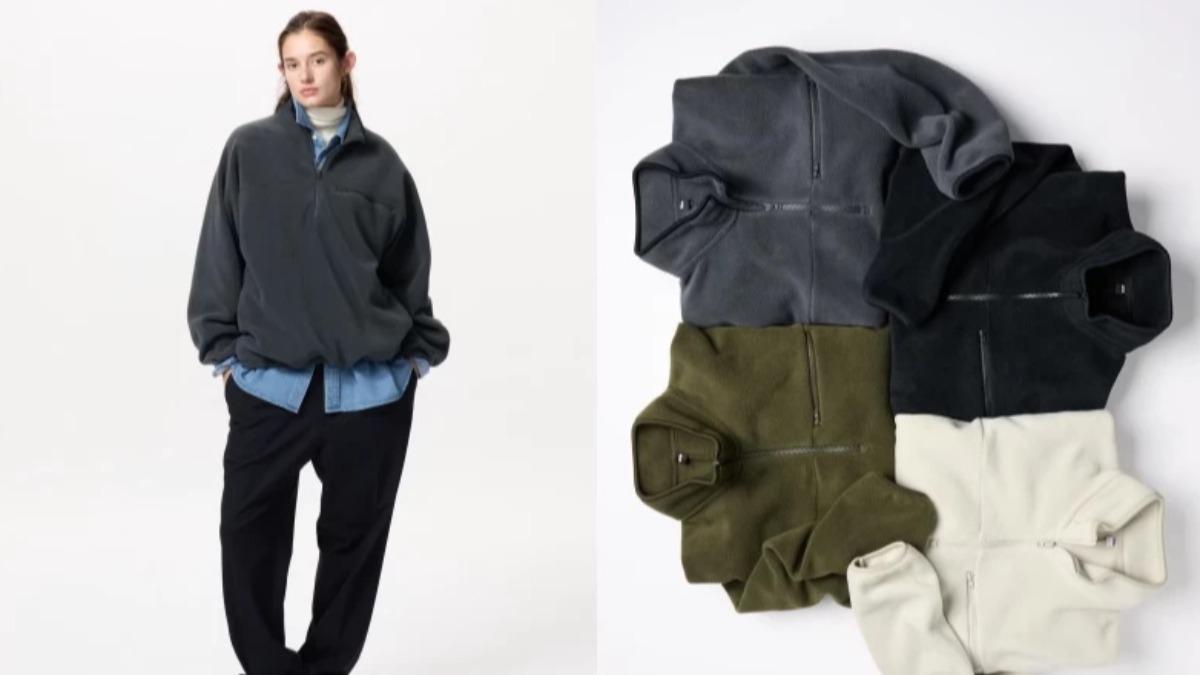 UNIQLO毛毛大輪廓半拉鍊套頭衫最近大爆紅。（圖／UNIQLO）