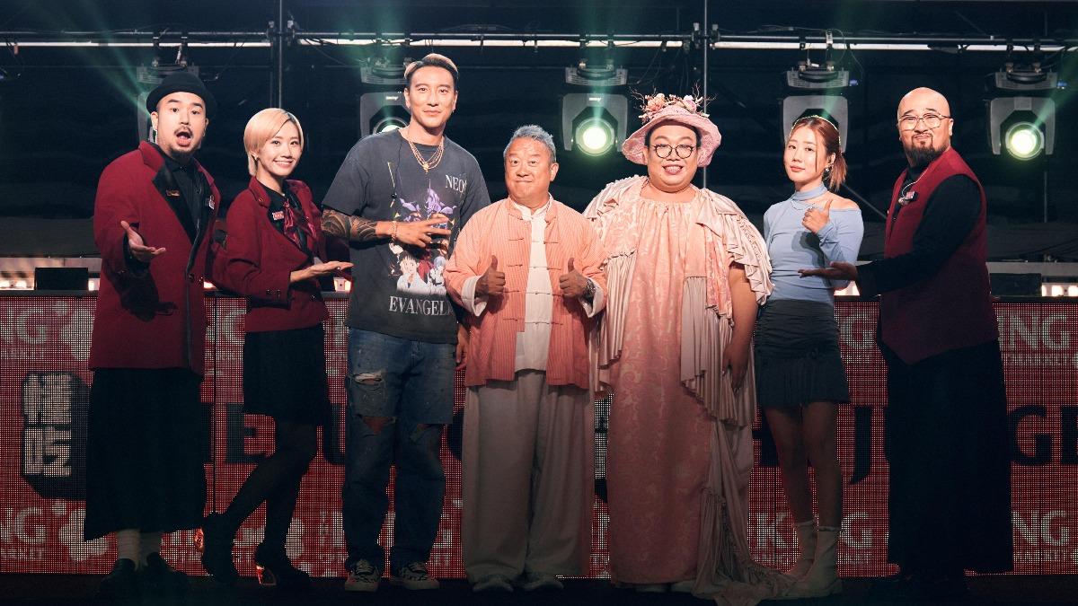 阿達(左起)、Lulu、王陽明、曾志偉、泰國娘娘、金針菇、美麗本人日前錄影。(圖/緯來電視網提供)