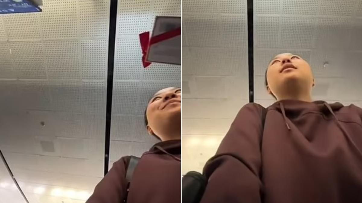 收到巧克力的櫃台人員好心地幫安娜從經濟艙免費升等。(圖/翻攝自TikTok@bananannycc)