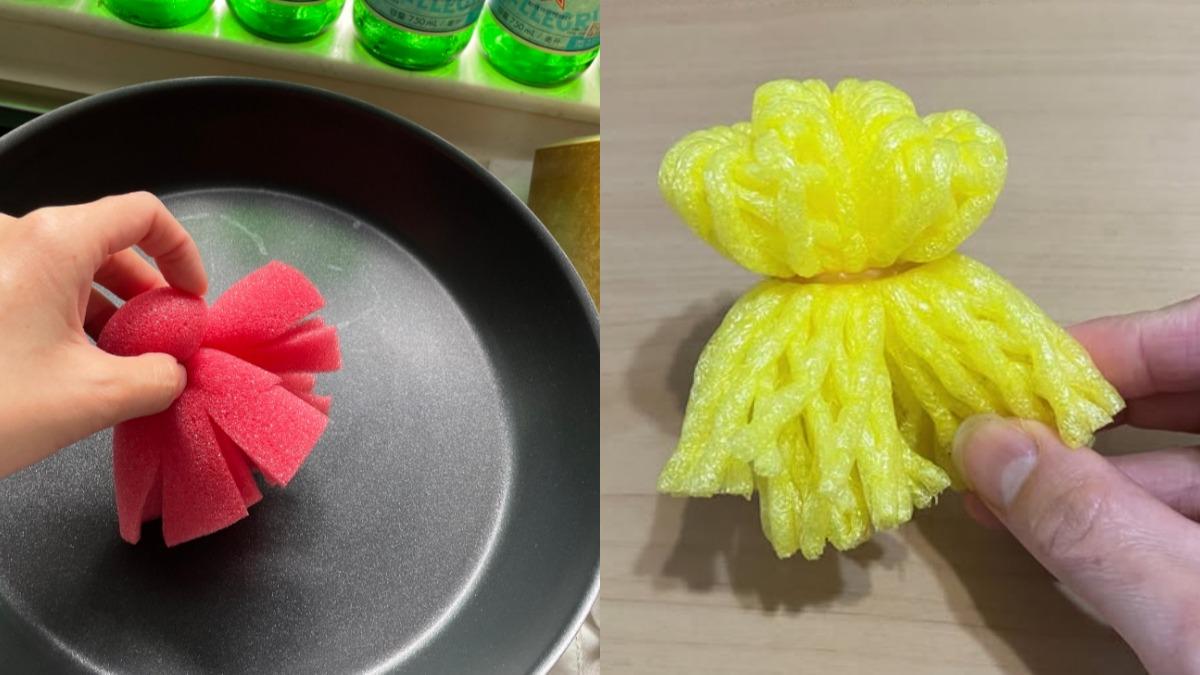 免費洗碗神器!包水果的海綿、網套再利用 不用洗碗精0死角去汙
