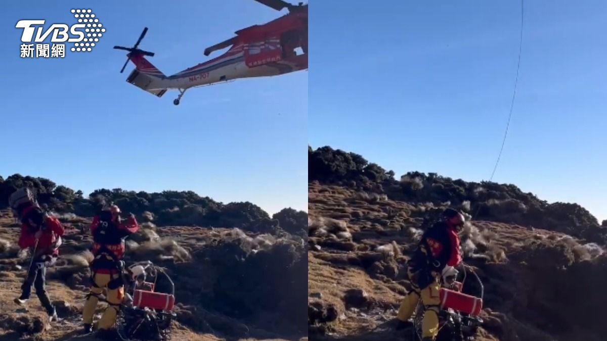 空勤直升機出動成功救援女子下山。（圖／高雄消防提供）