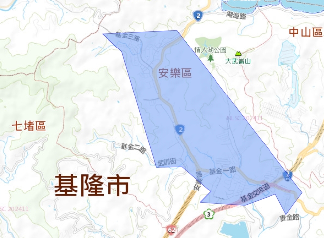 基隆市安樂區停水區域。(圖/翻攝自台灣自來水公司)