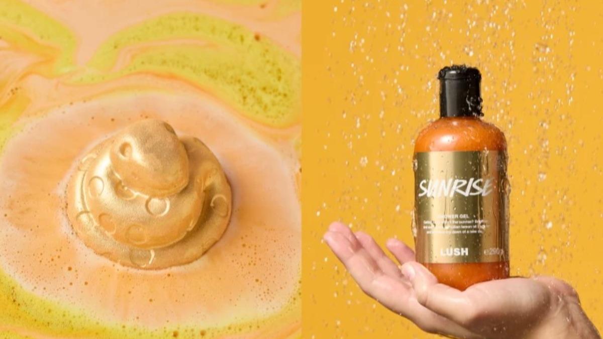 LUSH 金蛇慶典禮盒裡面有全新推出的「靈蛇再生汽泡彈」及「旭日曙光沐浴露」。(圖/LUSH提供)