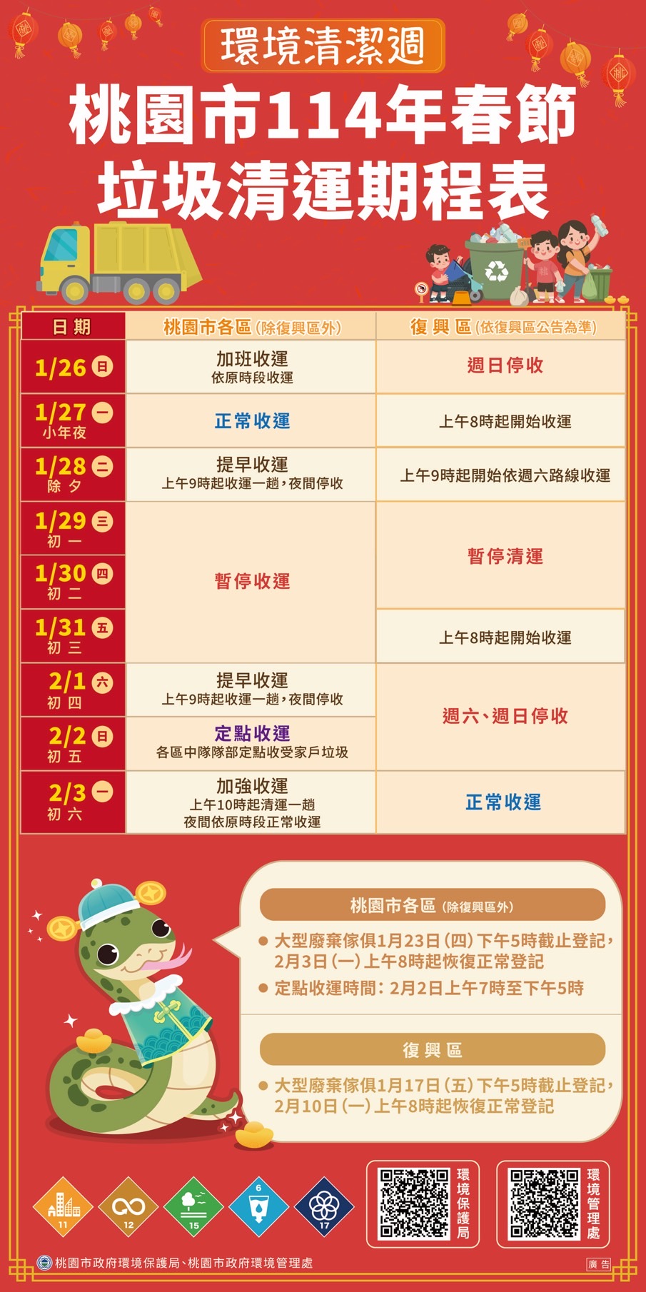 過年垃圾車-2025過年垃圾車-過年垃圾車時間-過年回收-桃園市過年垃圾車時間