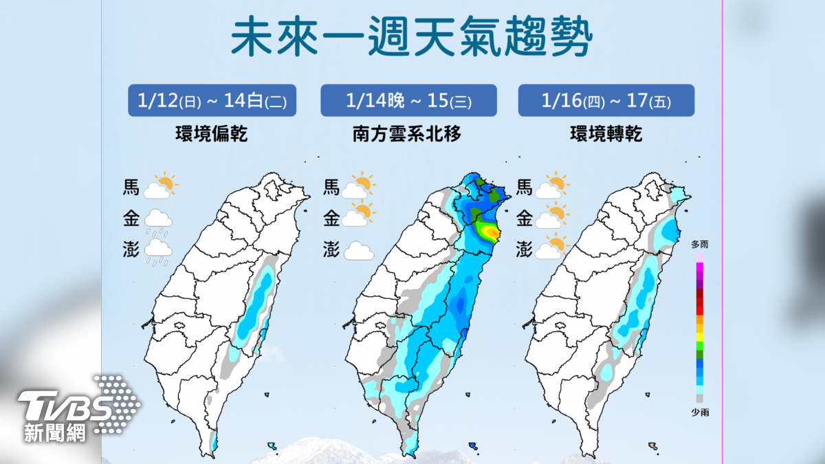 未來一周天氣趨勢。（圖／氣象署）