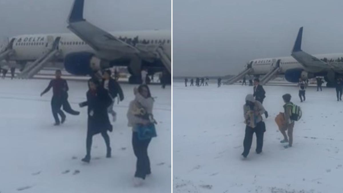 波音又出事!達美客機起飛途中發動機突起火 乘客雪中溜梯疏散狂奔