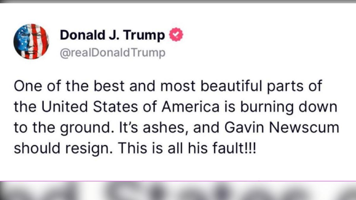 川普發文叫紐森下台。（圖／翻攝自Truth Social @realDonaldTrump）