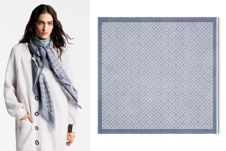 LV Denim Monogram披肩。(圖/翻攝自LOUIS VUITTON)