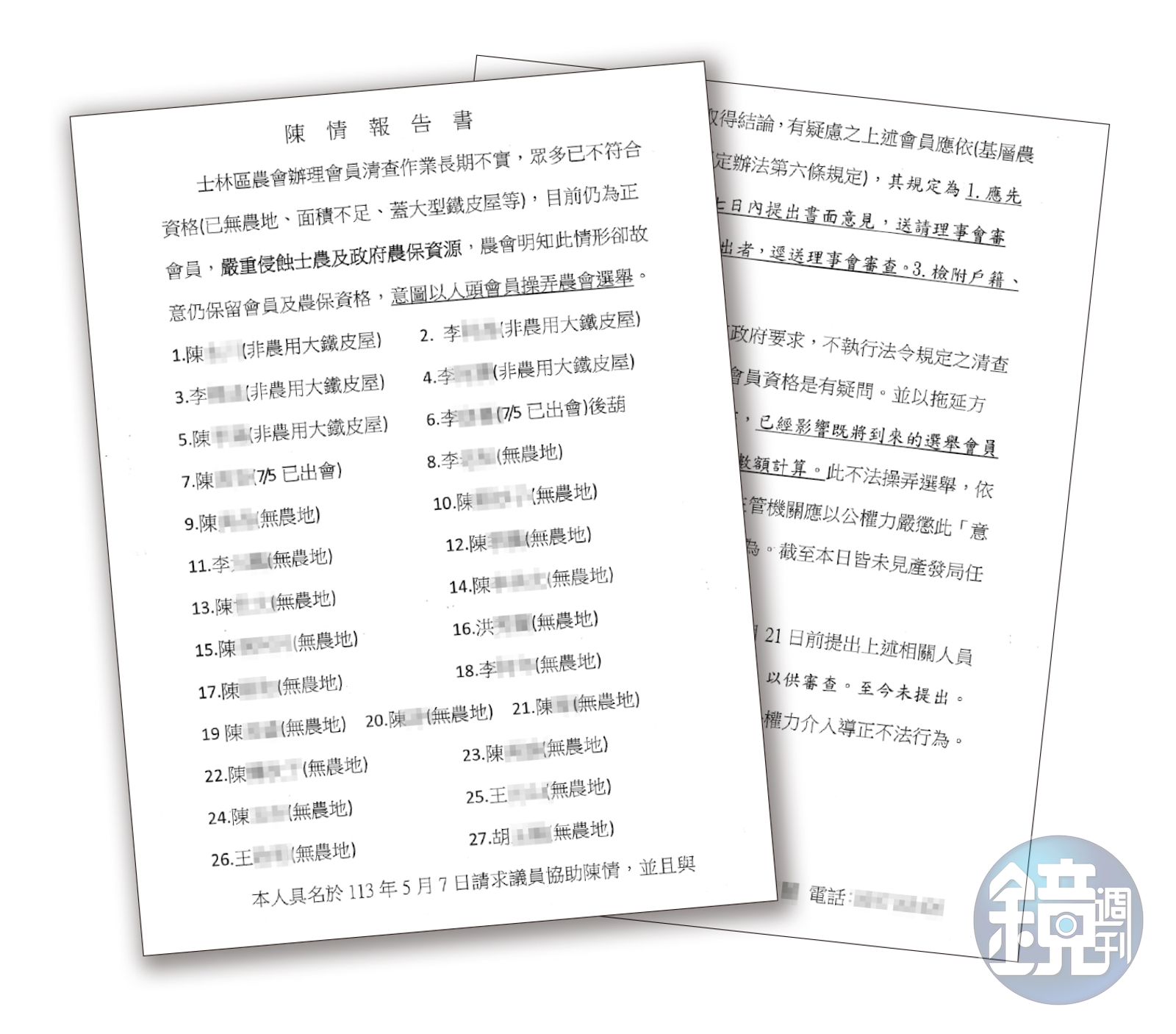 去年5月,檢舉人已向北市議會、產發局陳情,士林區農會有多名會員資格不符,問題嚴重。(圖/讀者提供)