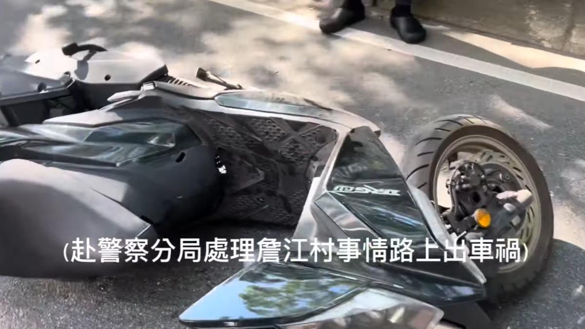 八炯和閩南狼前去做筆錄的路上遭遇車禍。(圖/翻攝自「陳柏源-(閩南狼PYC)」YT頻道)
