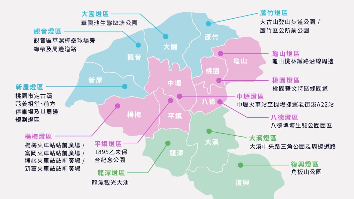 桃園13個行政區皆會結合各區特色,舉辦元宵特色燈區。(圖/2025台灣燈會官網)