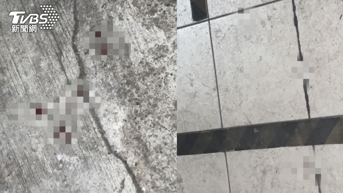 現場地板有血跡。（圖／TVBS）
