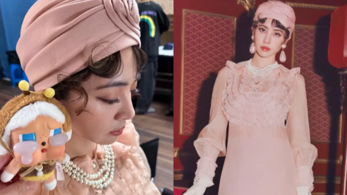 蔡依林身穿Valentino范倫鐵諾2025早春系列服飾,搭配的crybaby娃娃。(圖/翻攝自蔡依林IG)