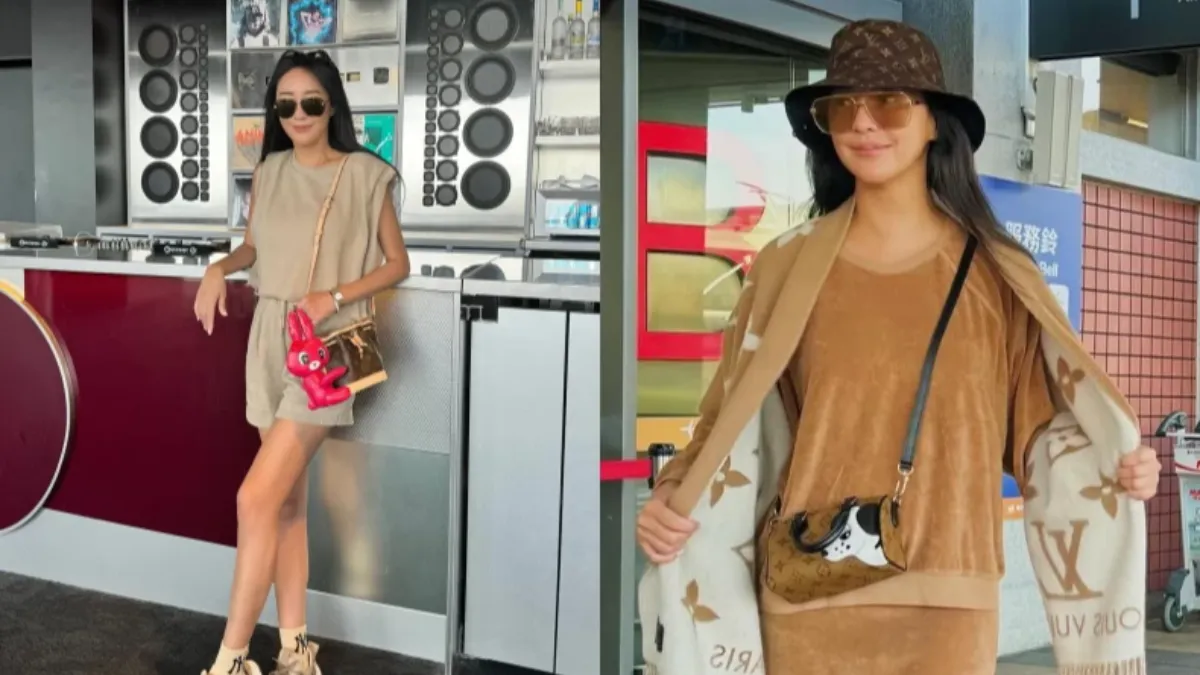 關穎度假曬出的包包,其中一款是由中國藝術家孫一鈿與Louis Vuitton 聯名系列。(圖/翻攝自關穎IG)