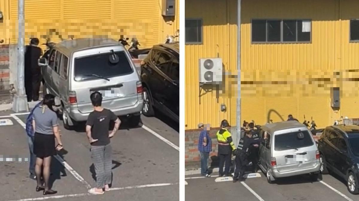 外籍男子開車撞破圍牆。(圖/翻攝自黑豪家族)