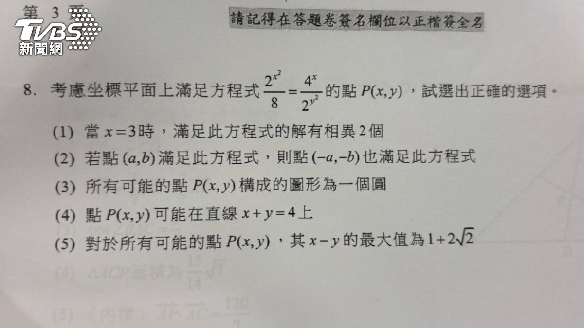 單選第8題被全教總質疑題目超綱,補教老師則認為過往考古題都出過,沒有超綱的狀況。(圖/記者萬紹安攝)