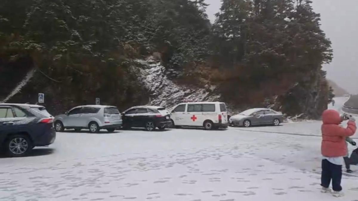 有片/染白合歡山!清晨下雪「如撒糖霜」成銀白世界 積雪2公分