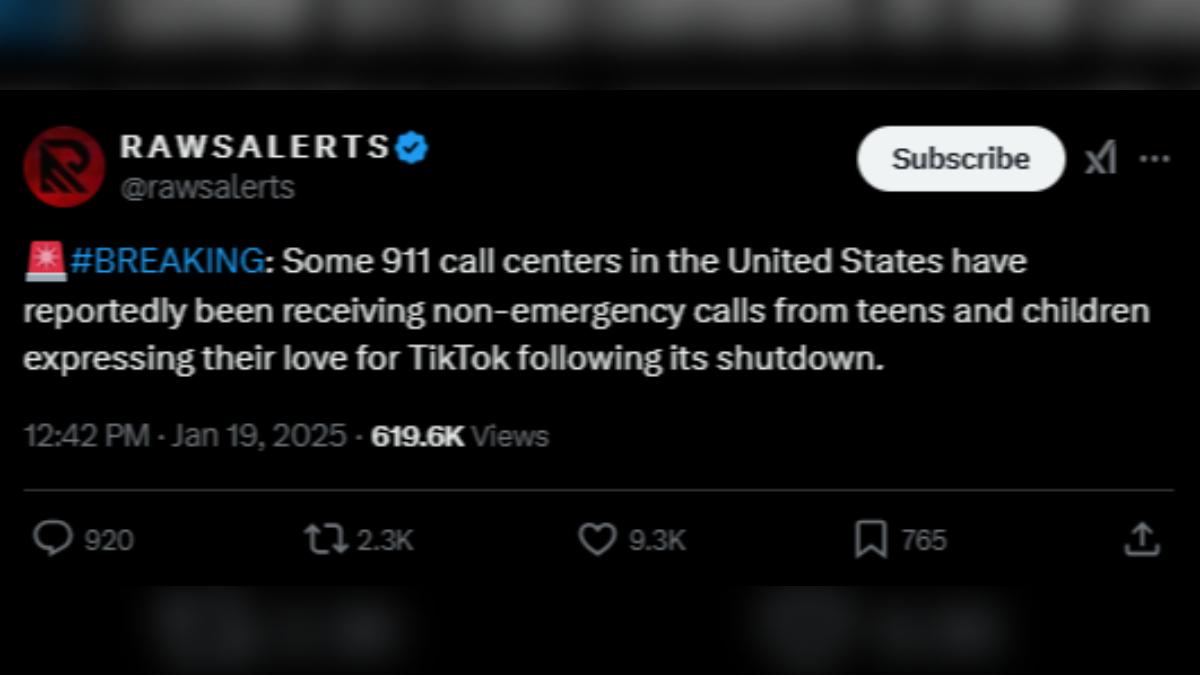 與Tiktok有關的911報案電話增。（圖／翻攝自 X）