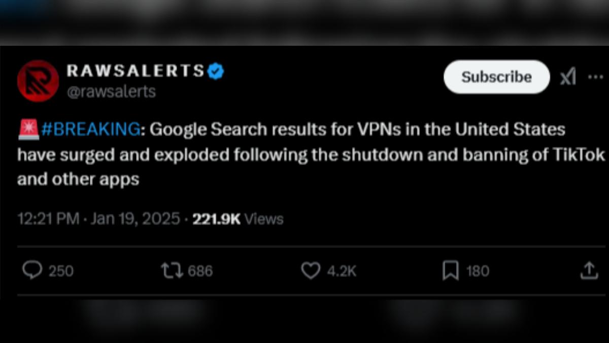 美國VPN搜尋量增。（圖／翻攝自 X）