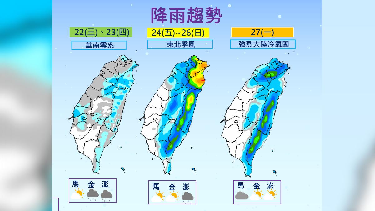 降雨趨勢。(圖/氣象署)