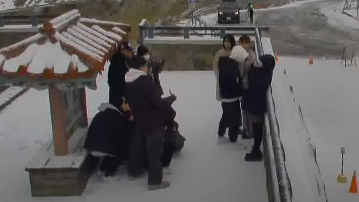 合歡山下雪了!厚度3.5公分「美成銀白世界」追雪族嗨拍照留念