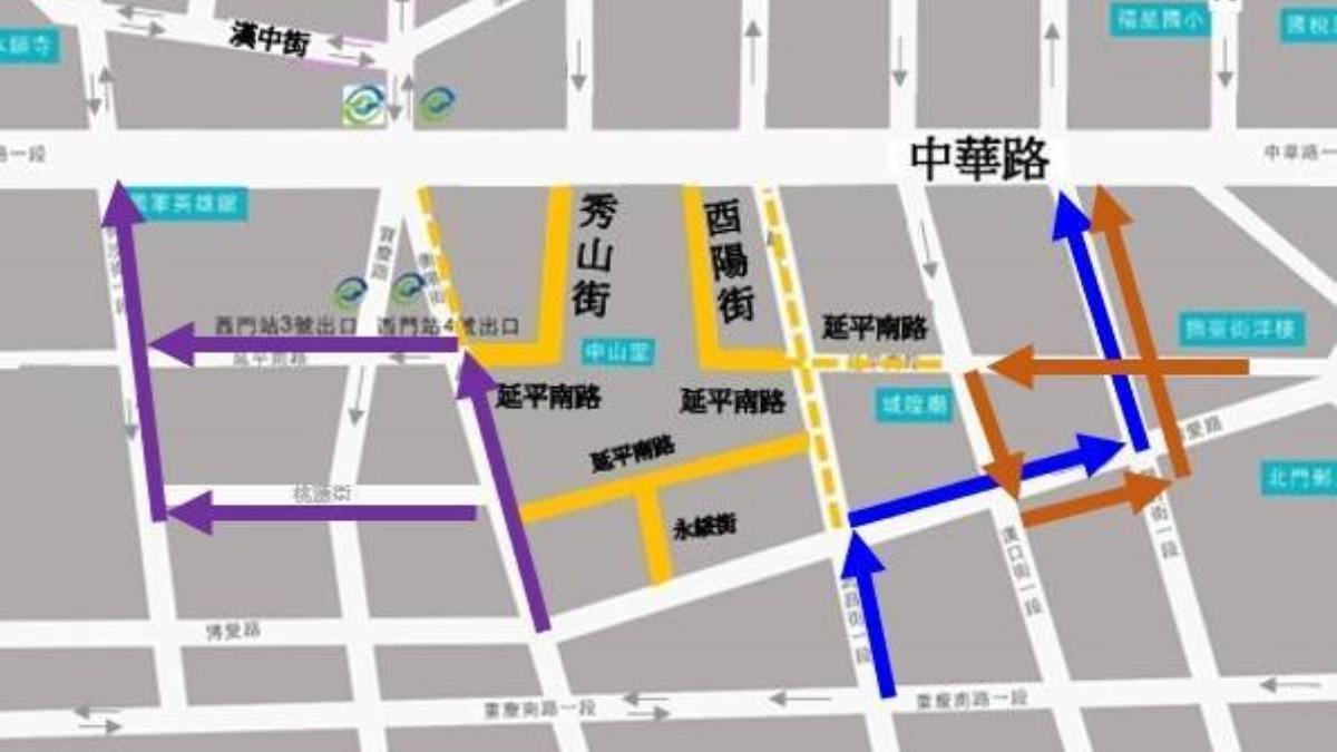 台北燈節管制路段。(圖/警方提供)