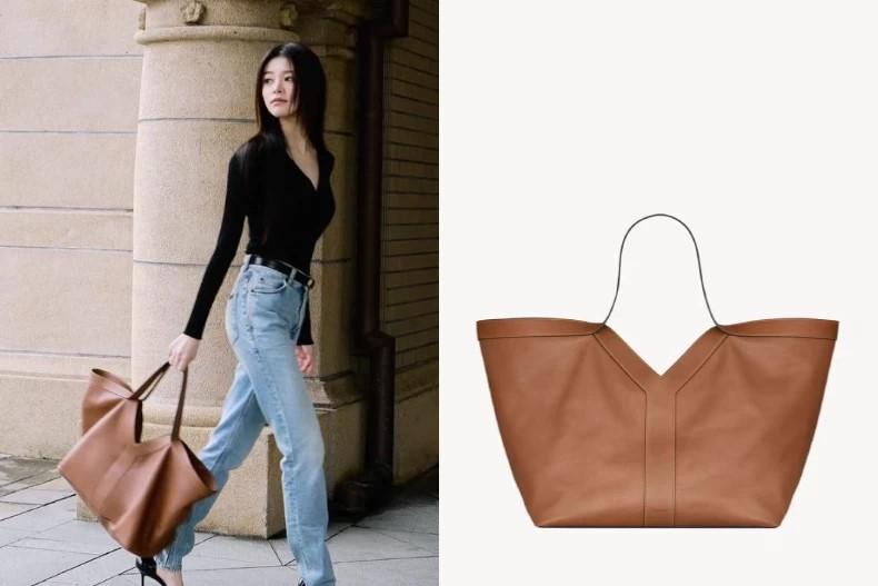 SAINT LAURENT Y 皮革托特包。(圖/翻攝自IG@tzuhsuan.chan、SAINT LAURENT官網)