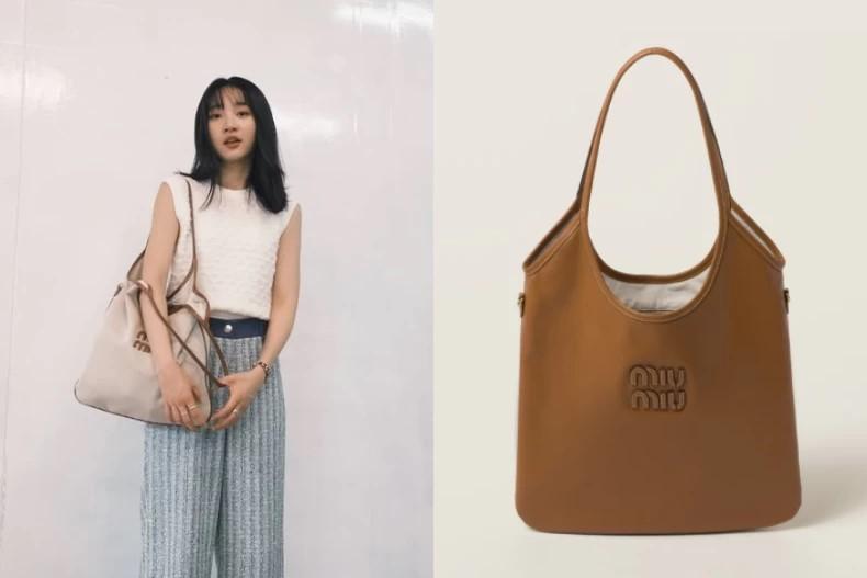MIU MIU IVY 帆布手袋。(圖/翻攝自IG@mumoonlee、MIU MIU官網)