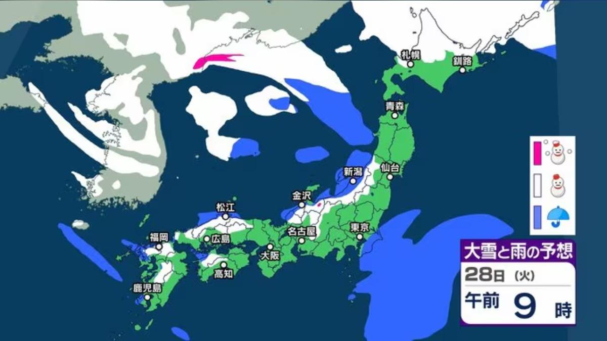 東京受低壓影響1月底可能「雨雪交雜」 去年2月積雪達8公分