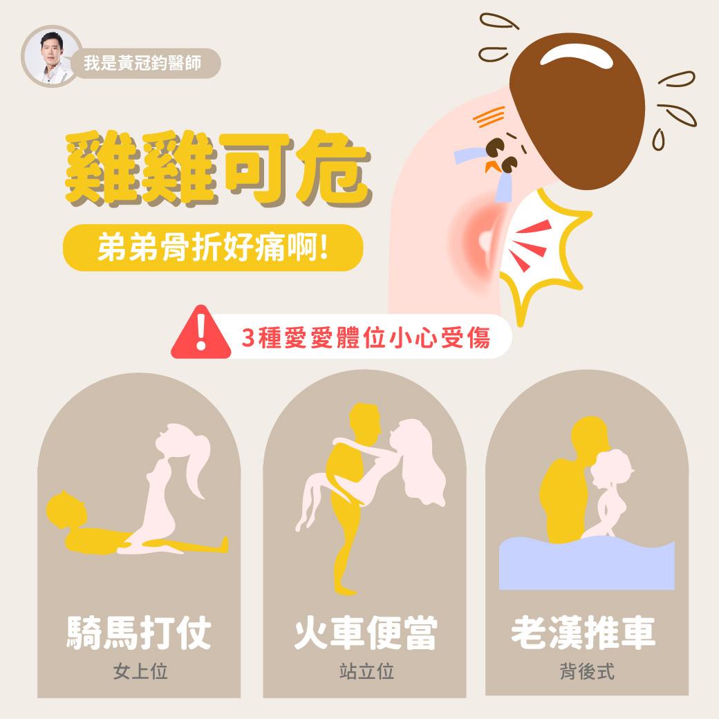 醫師提醒,愛愛這3種體位要小心受傷。(圖/翻攝自黃冠鈞醫師-泌尿科診間日誌臉書)