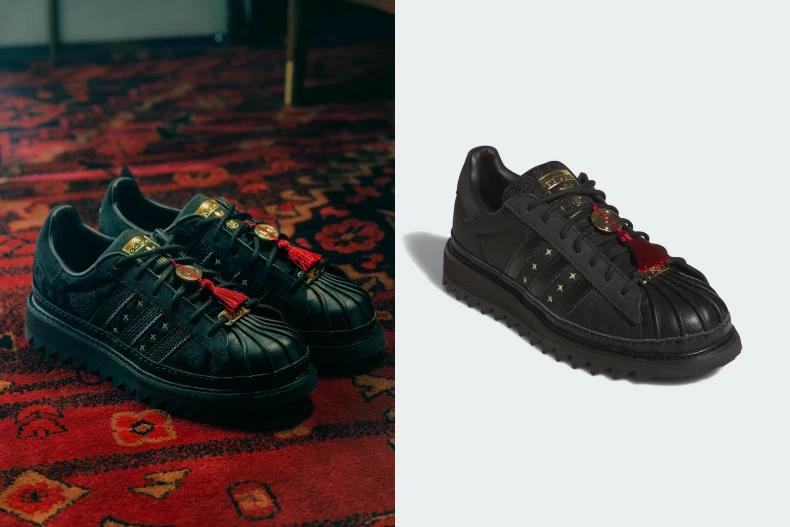 CLOT LNYSUPERSTAR以蛇紋圖案貫穿鞋身,致敬農曆蛇年主題。(圖/翻攝自adidas官網)