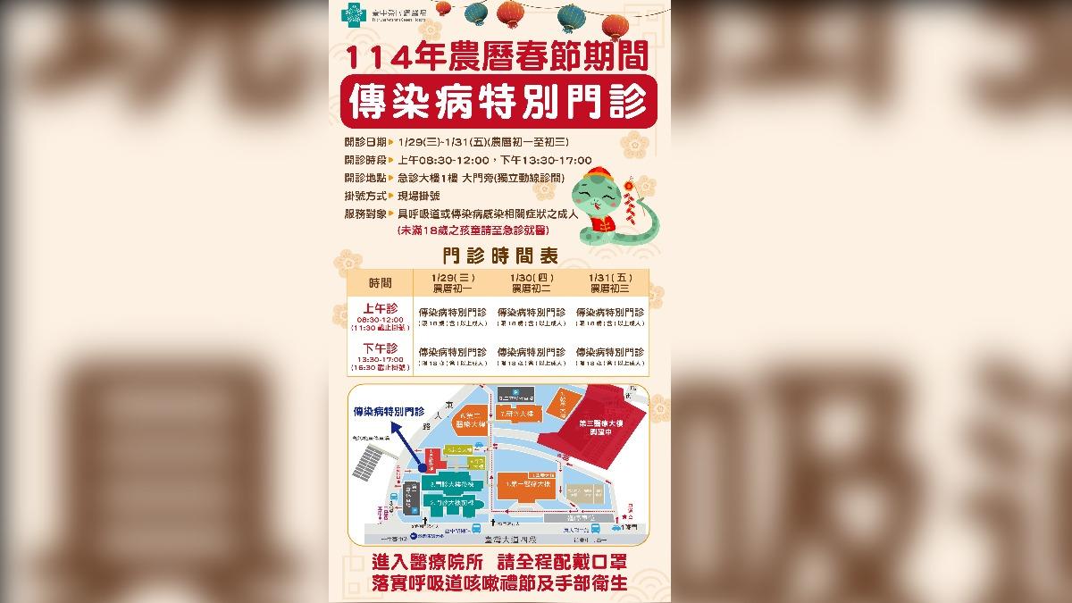 台中榮總春節開診狀況。(圖/台中榮總提供)