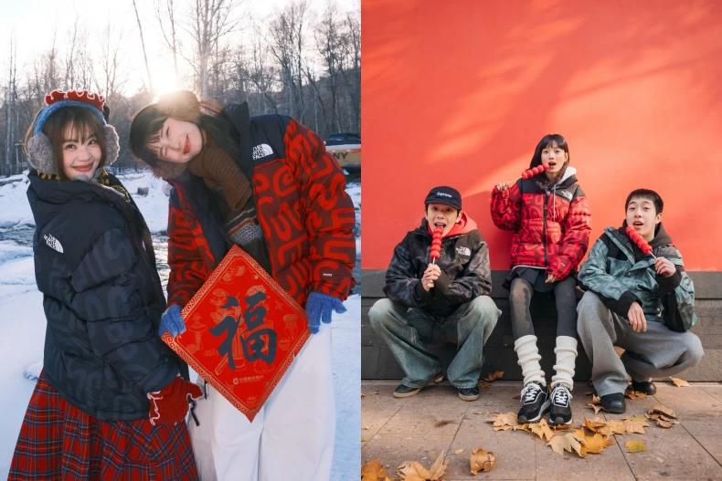 北臉將象徵重生與蛻變的經典紋樣,融入經典產品之中。(圖/The North Face「蟠虺紋」 1996 Nuptse 鵝絨外套)