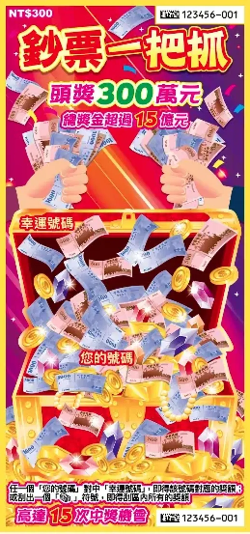 鈔票一把抓刮刮樂。(圖/翻攝自台彩官網)