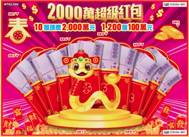 2000萬超級紅包刮刮樂。(圖/翻攝自台彩官網)