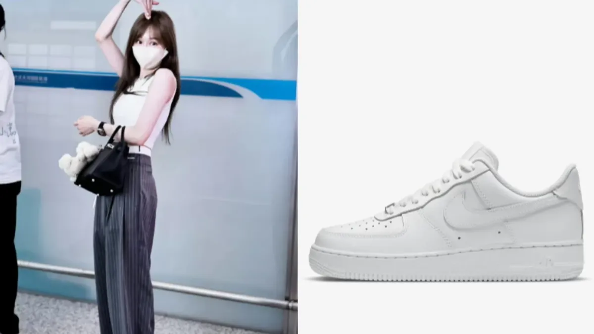 在一次機場穿搭中,王心凌完美詮釋了NIKE Air Force 1這款經典小白鞋的魅力。(圖/翻攝自小紅書、NIKE)