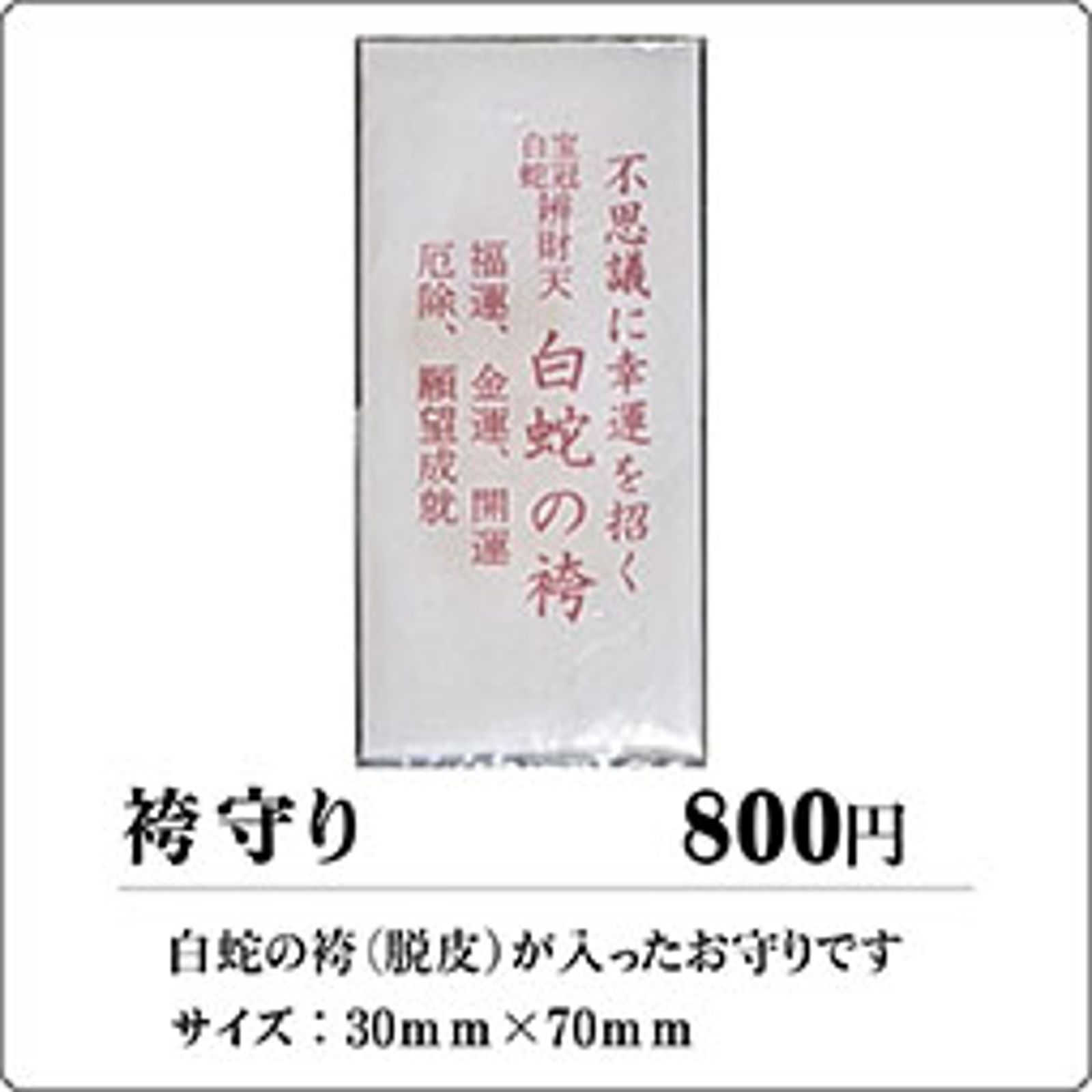 白蛇蛻皮御守內藏白蛇脫下的皮,保佑身體健康、金錢財運來,堪稱必買。(翻攝岩國白蛇保存會官網)