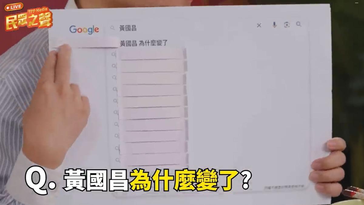 黃國昌的Google熱搜關鍵字第一名是「黃國昌為何變了」。(圖/民眾黨提供)