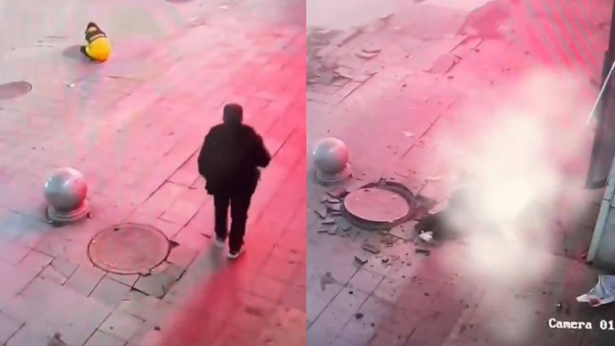 鞭炮丟下水道!陸童炸飛自己「10公尺重摔」 驚悚11秒瘋傳