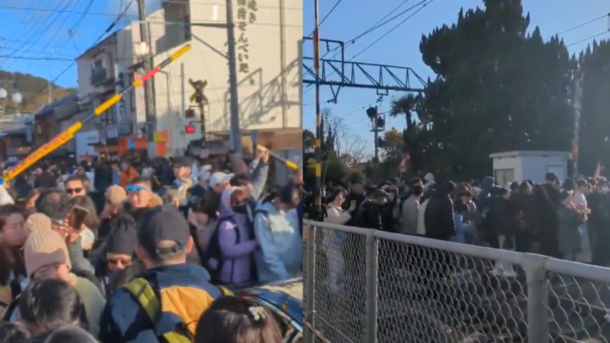 大批外籍遊客過年湧日本 平交道推擠、危險駕駛畫面曝光