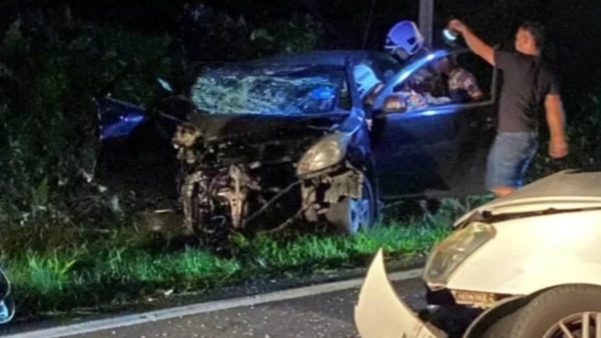 過年悲劇!台女馬來西亞開車失控逆向撞死人 車頭全毀慘況曝