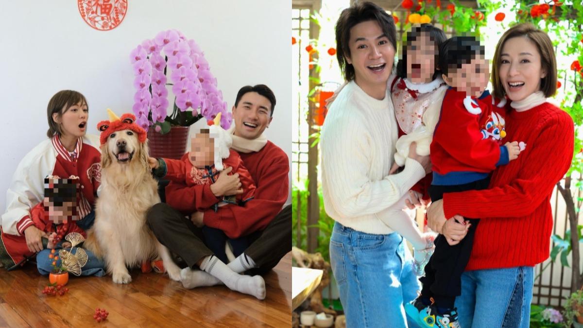 模範家庭一家同框拜年!夫妻情侶裝超甜蜜 父女相似度100%