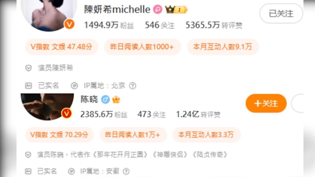 兩人微博IP屬地顯示在兩個城市。(圖/翻攝微博)